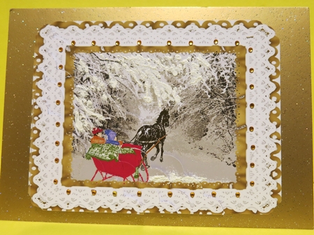 Winter Sleigh Ride - Scalloped Edge Side Stacker Card by Glenys Linehan