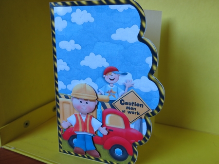 The Construction Site Scallope Edge Curve Card by Glenys Linehan