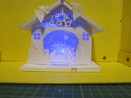 3D Nativity Barn with rear access flap to add battery powered lighting by Glenys Linehan