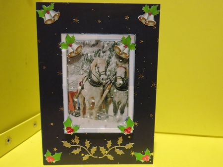 JJ CHRISTMAS HORSES SLEIGH RIDE 5X7 CARD by Glenys Linehan