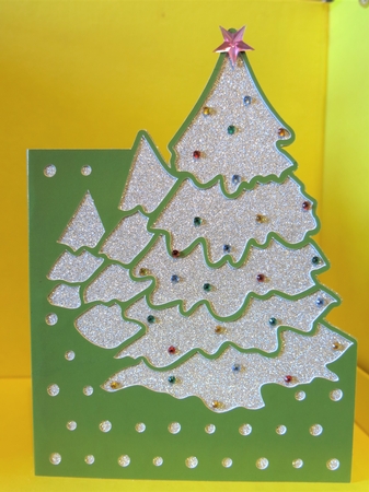SNOWY TREES OVER THE TOP CARD by Glenys Linehan