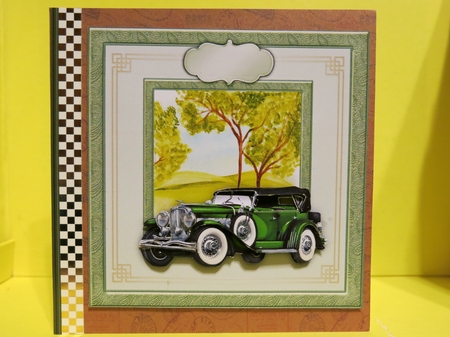 300dpi 6x6ins Card front topper & decoupage  Vintage car - Fathers Day/Birthday by Glenys Linehan