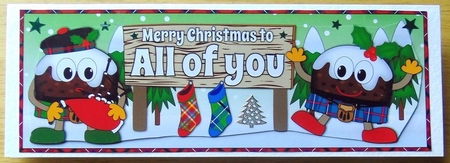 Crazy Scottish Christmas Puddings with big sign ALL OF YOU large dl by Joyce Watson