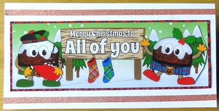 Crazy Scottish Christmas Puddings with big sign ALL OF YOU large dl by Joyce Watson