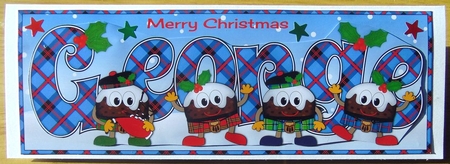 Crazy Scottish Christmas Puddings GEORGE large dl by Joyce Watson
