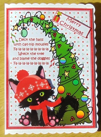 cat-nip Christmas decoupage by Joyce Watson