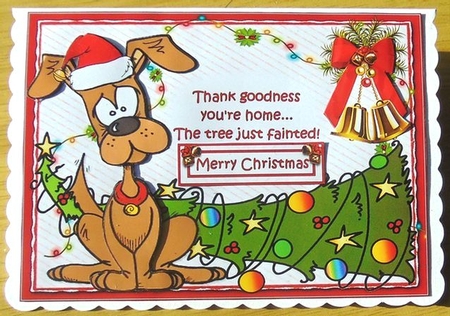 Doggy Christmas calamity decoupage by Joyce Watson