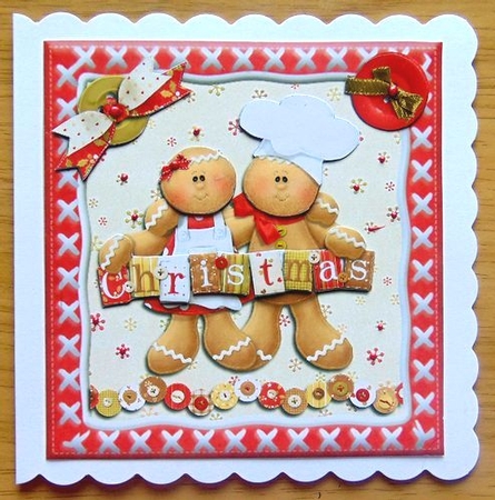 Gingerbread Christmas Cooks Quick Cut & Fold Card by Joyce Watson