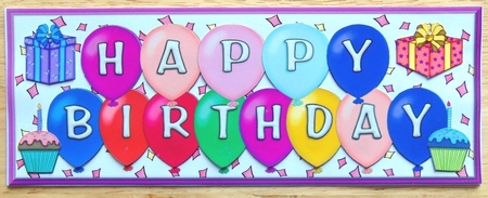 Large dl Happy Birthday Ballooms Topper by Joyce Watson