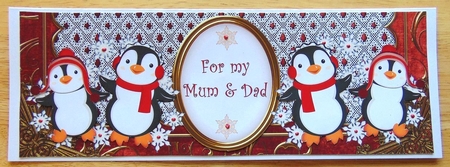 Red Penguins for My Mum & Dad Large Dl Card Kit by Joyce Watson
