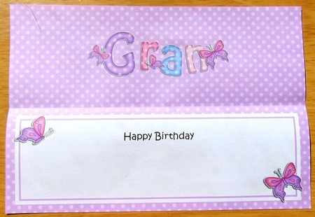 Birthday Gran Butterflies Large Dl Matching Insert by Joyce Watson