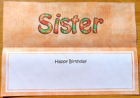 Birthday Sister Matching Large Dl Insert by Joyce Watson