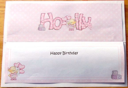 Birthday Holly Teddy Matching Large Dl Insert by Joyce Watson