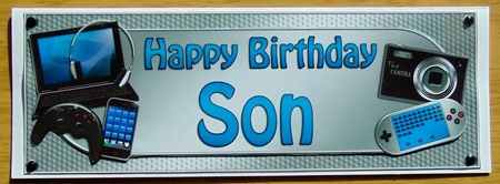 Large Dl Birthday Son Gadgets & Gizmos 3D Decoupage by Joyce Watson
