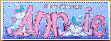 Merry Christmas Annie Snowmen Large Dl & 3D Decoupage by Joyce Watson
