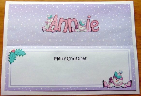 Merry Christmas Annie Snowmen Matching Large Dl Insert by Joyce Watson