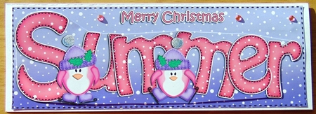Merry Christmas Summer Penguins Large Dl & 3D Decoupage by Joyce Watson