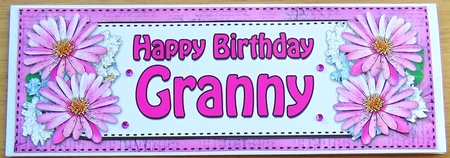 Large Dl Birthday Granny Daisies Floral 3D Decoupage by Joyce Watson