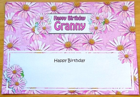 Birthday Granny Daisies Floral Large Dl Matching Insert by Joyce Watson