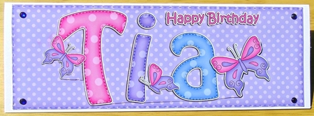 Large Dl Birthday Tia Butterflies Card & 3D Decoupage by Joyce Watson