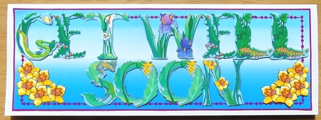 Large Dl Card Floral Text - Get Well Soon by Joyce Watson