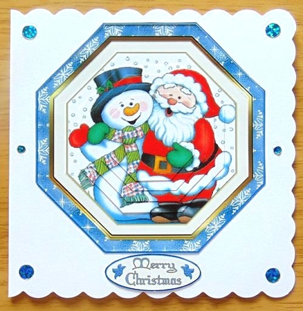 Christmas Santa & Snowman folded card by Joyce Watson
