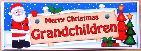 Xmas Grandchildren Santa Signpost Lge Dl Easicut Decoupage by Joyce Watson