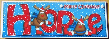Xmas Hope Rudolph Large Dl & 3D Decoupage by Joyce Watson