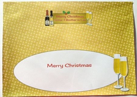Christmas Champagne Brother & Sister in Law Large Dl Insert by Joyce Watson