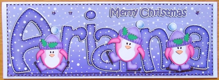Xmas Ariana Penguins Large Dl & 3D Decoupage by Joyce Watson