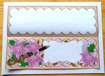 Lilac Poinsettia Xlarge Dl Folded Card Insert by Joyce Watson