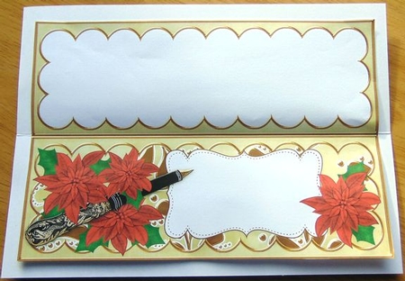 Red Olive Poinsettia Xlarge Dl Folded Card Insert by Joyce Watson