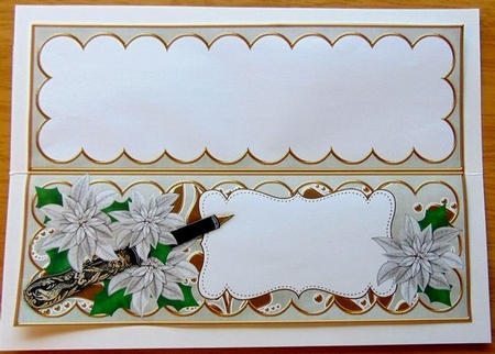 Silver Poinsettia Xlarge Dl Folded Card Insert by Joyce Watson