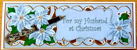 Silver Poinsettia My Husband Xl Dl Decoupage Topper by Joyce Watson