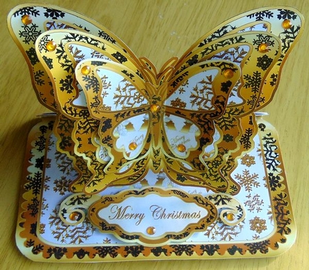 Layered Butterfly Easel - Gold Snowflakes by Joyce Watson