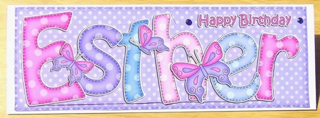 Large Dl Birthday Esther Butterflies Card & Decoupage by Joyce Watson