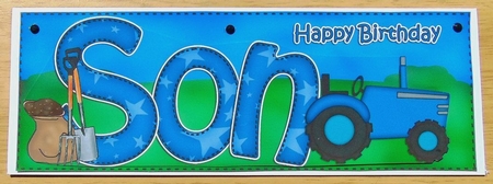 Large Dl Birthday Son Tractor Quick Card N 3D Decoupage by Joyce Watson