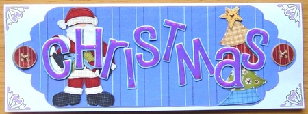 Santa and Tree Purple Scalloped Dl Christmas Card by Joyce Watson