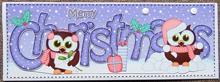 Large Dl Christmas Little Hoot Owl Quick Card 3D Decoupage by Joyce Watson
