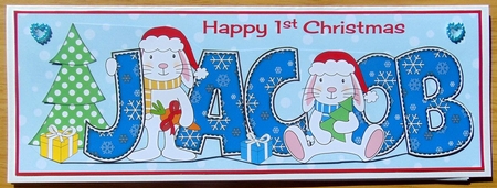 First Christmas Bunny Rabbits Jacob Large Dl by Joyce Watson