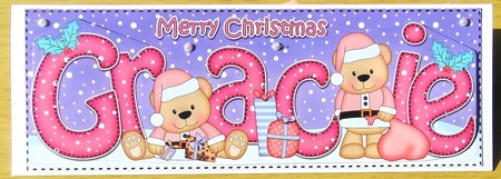Large Dl Xmas Gracie Livvy Bear 3D Decoupage by Joyce Watson