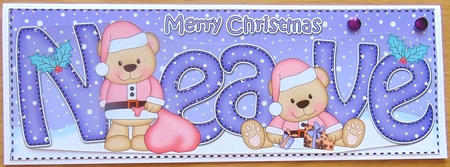 Large Dl Xmas Neave Livvy Bear 3D Decoupage by Joyce Watson