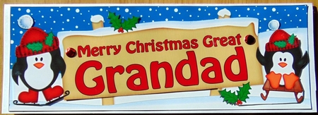 Large Dl Xmas Great Grandad Penguins Signpost by Joyce Watson