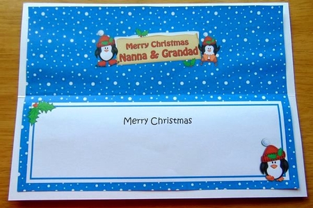 Large Dl Xmas Nanna & Grandad Penguins Signpost Insert by Joyce Watson