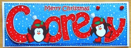 Large Dl Christmas Corey Penguins 3D Decoupage by Joyce Watson