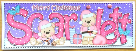 Large Dl Christmas Scarlett Livvy Bear 3D Decoupage by Joyce Watson