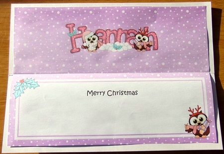 Large Dl Christmas Hannah Hoot Owls Insert by Joyce Watson