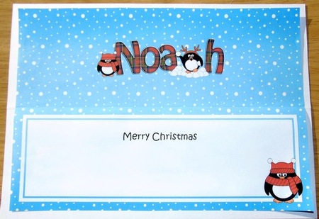 Large Dl Christmas Noah Tartan Penguins Insert by Joyce Watson