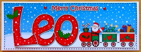 Large Dl Christmas Leo Santa's Train 3D Decoupage by Joyce Watson