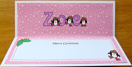 Large Dl Christmas Zoe Penguins Insert by Joyce Watson